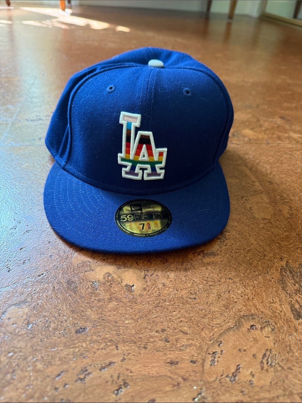 New Era Kids LA Dodgers Royal Blue Hat with Rainbow LA Logo